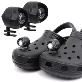 Headlights for croc;  2Pcs croc lights for shoes;  light up croc charms for Dog Walking;  Handy Camping; Waterproof; 3 Modes croc lights (Color: Black)
