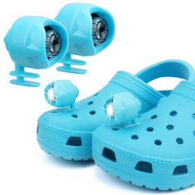 Headlights for croc;  2Pcs croc lights for shoes;  light up croc charms for Dog Walking;  Handy Camping; Waterproof; 3 Modes croc lights (Color: Blue)