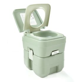 Travel  Outdoor 5 Gallon Camping Portable Toilet, Flush Potty (Color: gray-green)
